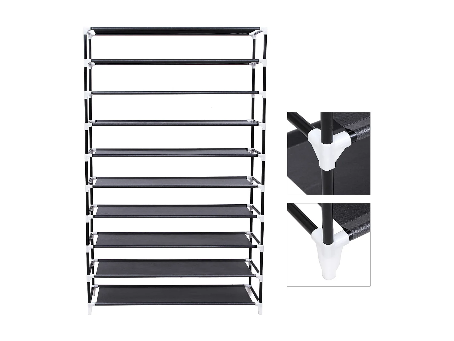 Zapatero Valora negro | Armario textil con 9 estantes