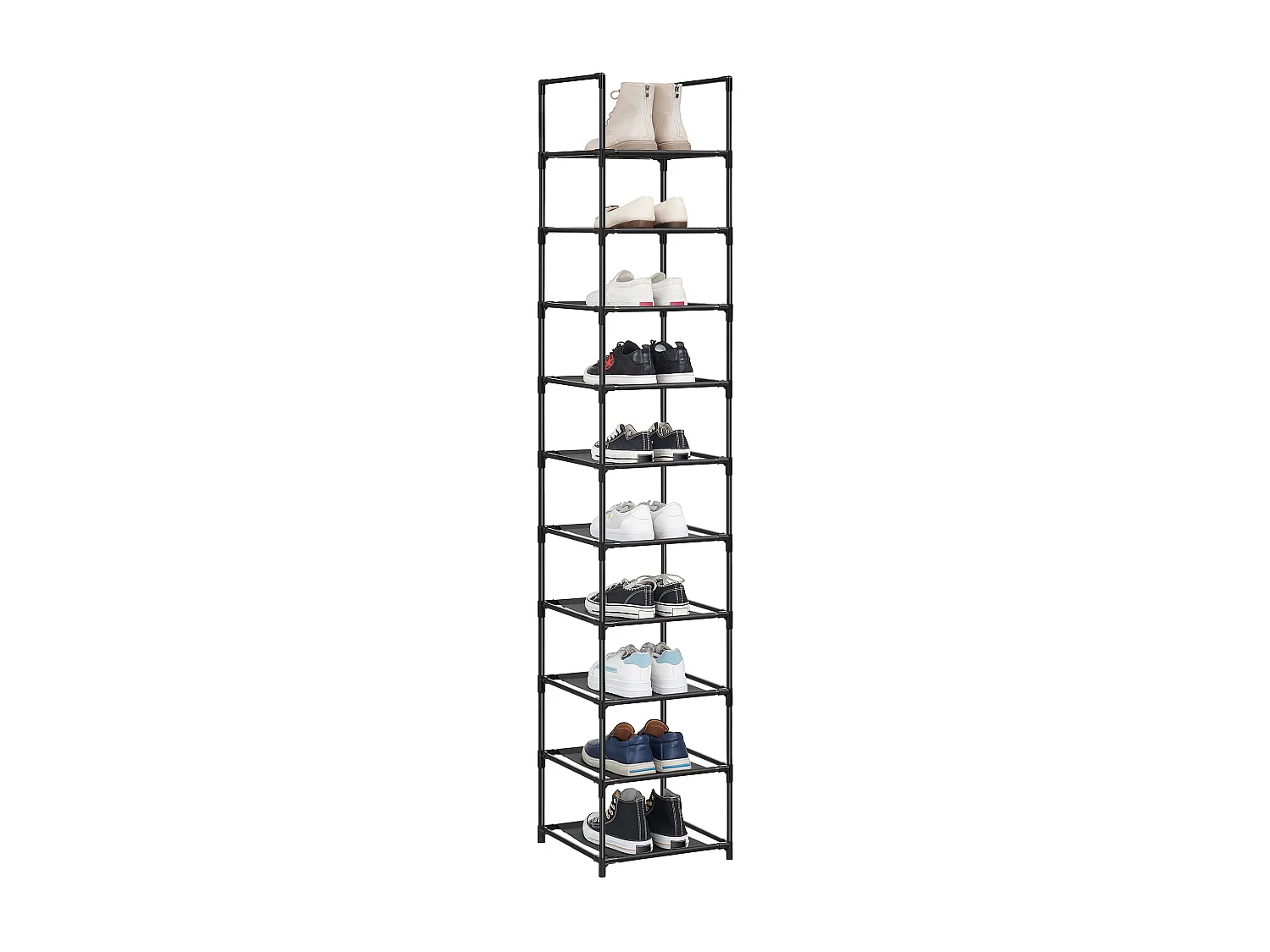 Étagère chaussures Valora noire loft 10 niveaux pour couloir et entrée