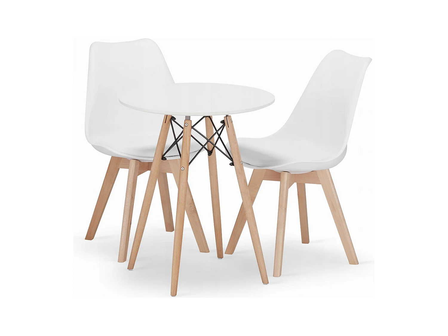 Valora KOVA Runder Tisch Ø60 Weiß + 2 RIKX Weiße Stühle