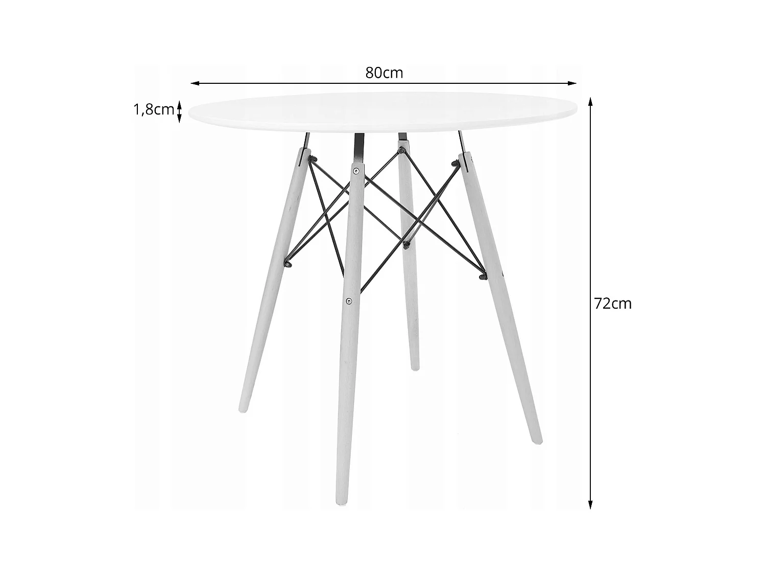 Valora Esszimmerset | KOVA 80 cm weißer runder Tisch + 4 WAKO rosa Stühle