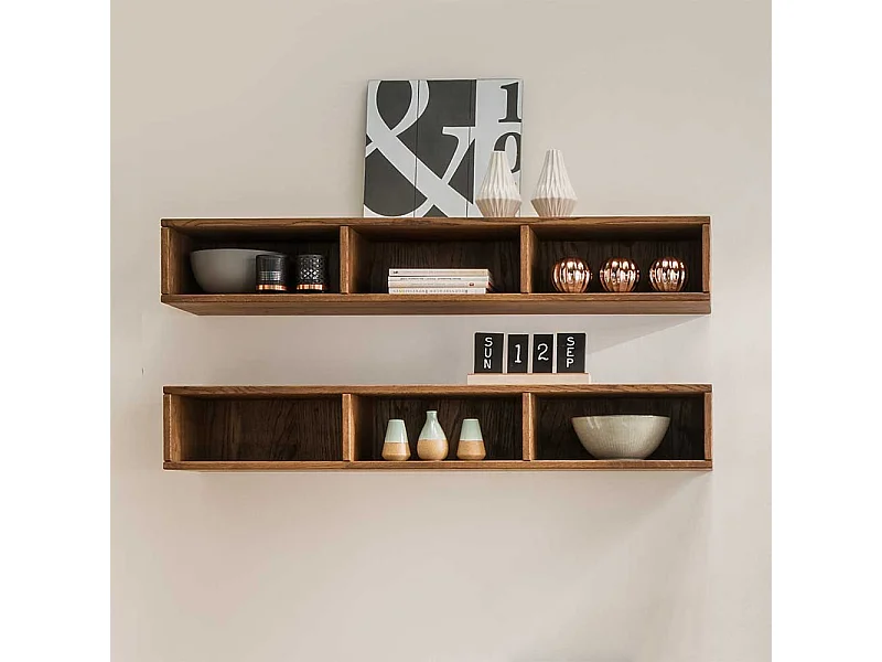 Wand Regal aus Eiche Massivholz dunkel geölt