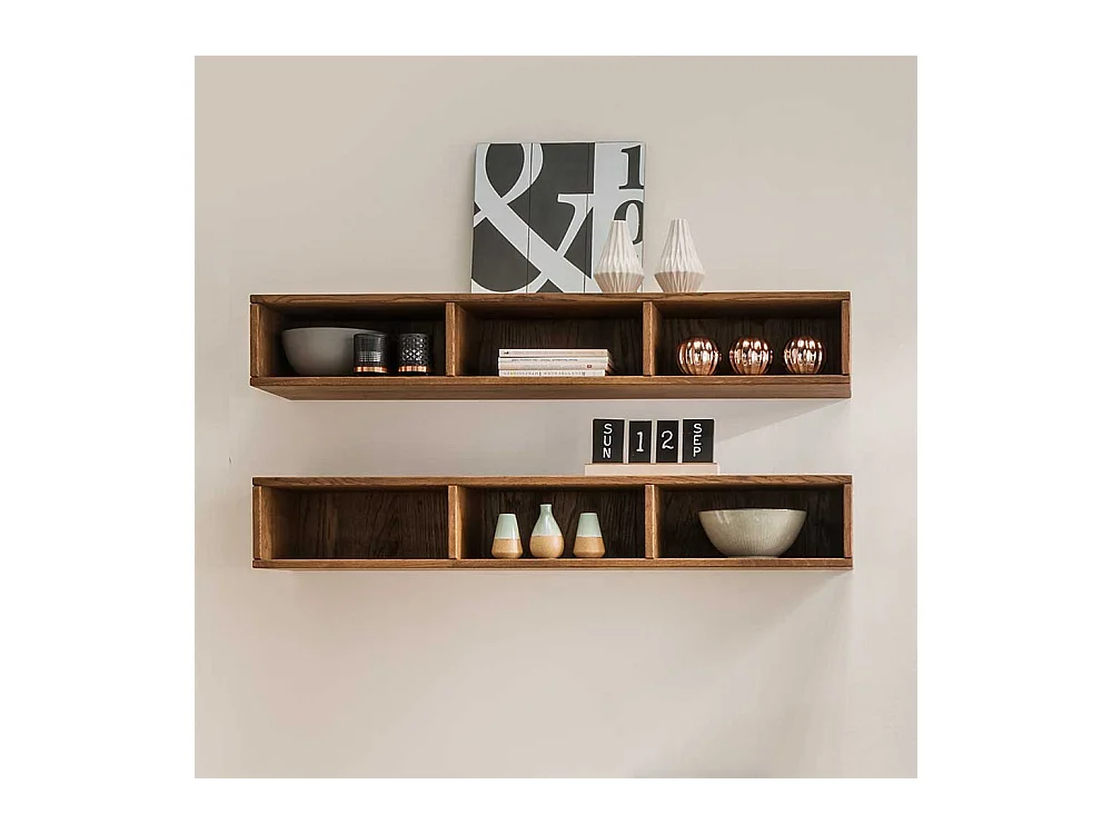 Wand Regal aus Eiche Massivholz dunkel geölt