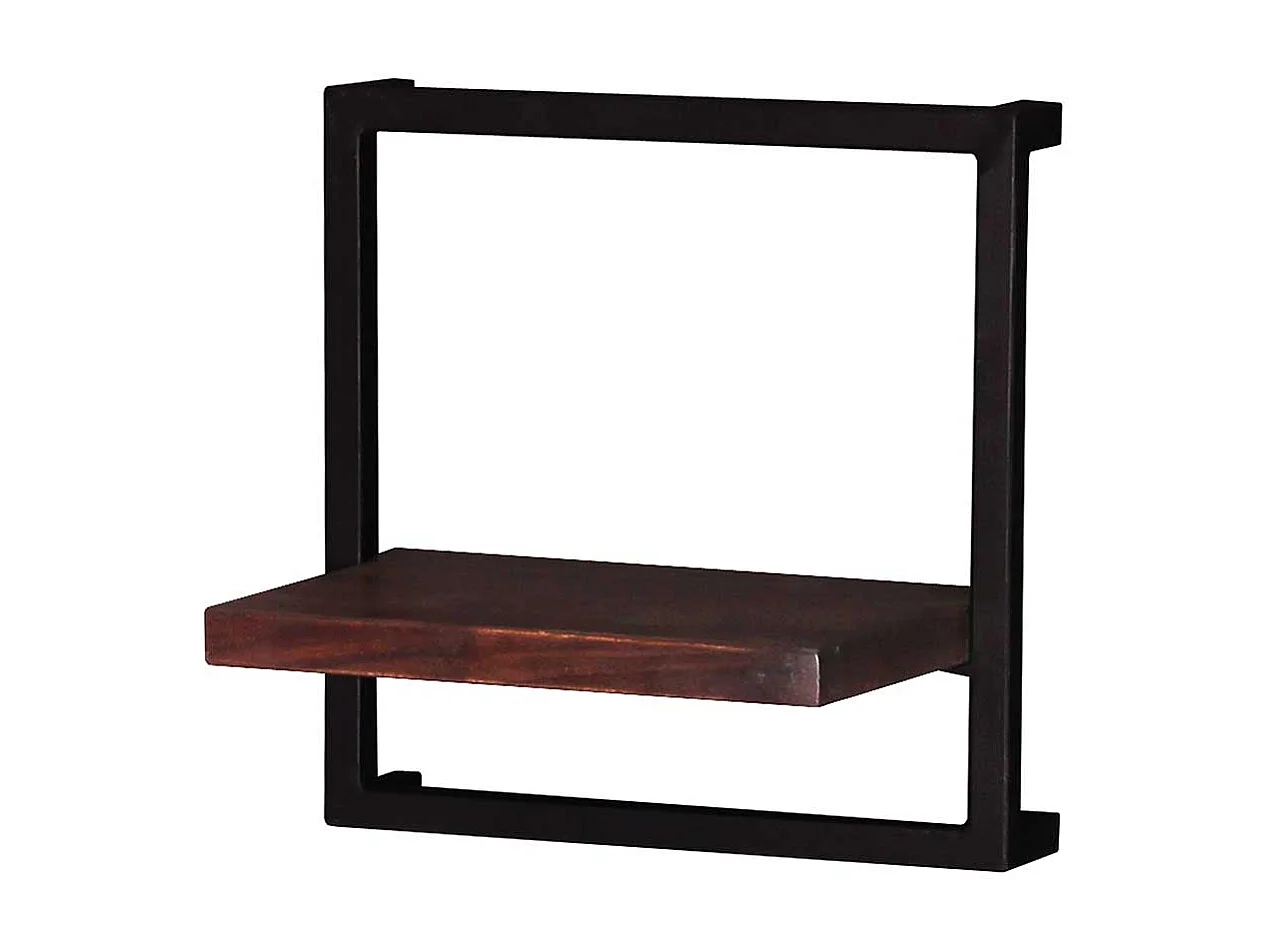 Recyclingholz Hängeregal in Schwarz und Teak antik Kolonialstil