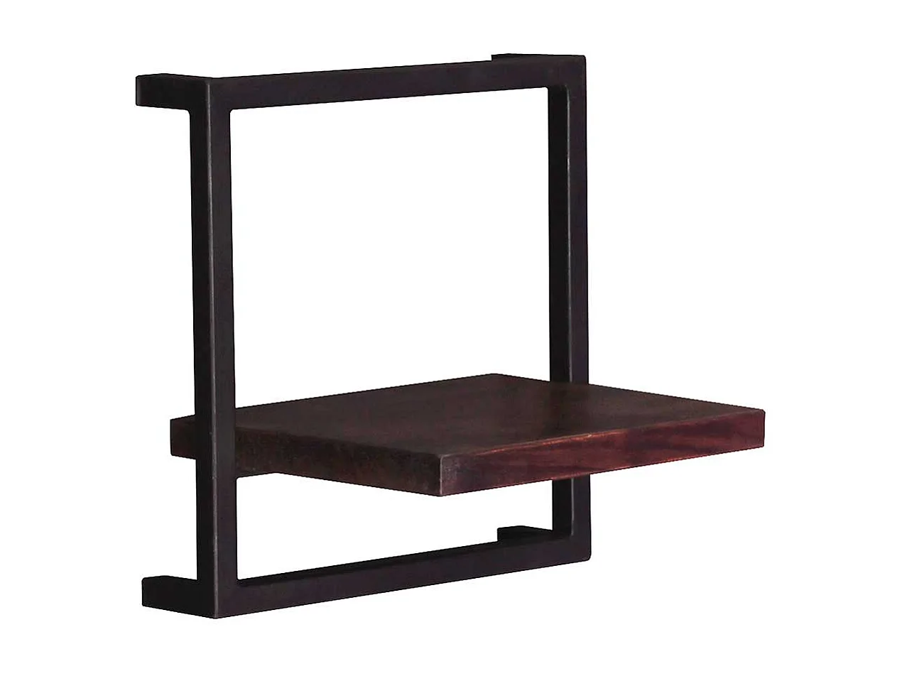 Recyclingholz Hängeregal in Schwarz und Teak antik Kolonialstil