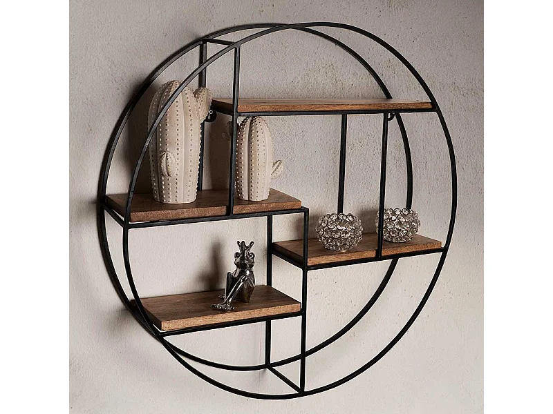 Wandregal Wandhängeregal in runder Form im Industry und Loft Stil
