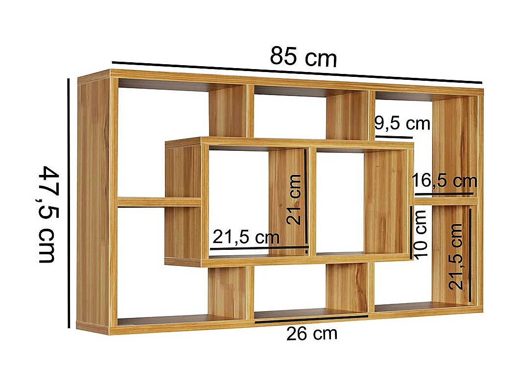 Wandhängeregal modern in Buchefarben 85x48x16 cm