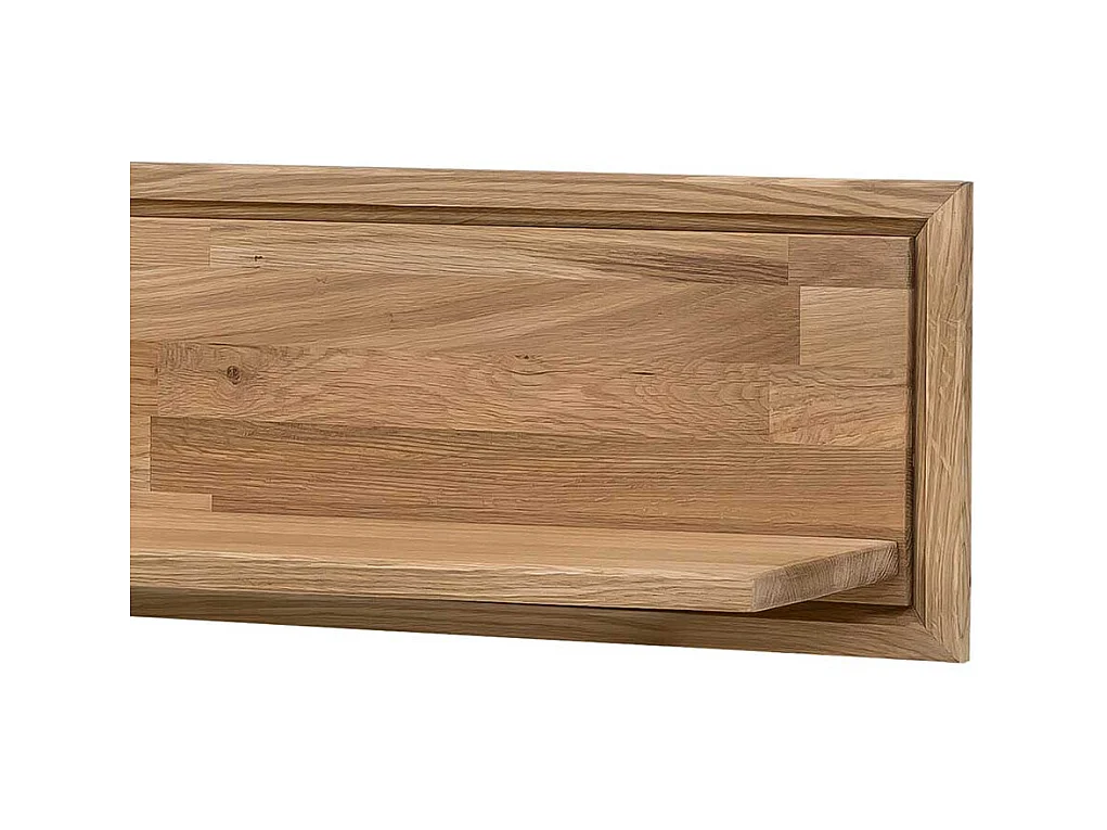 Wohnzimmer Wandboard aus Wildeiche Massivholz hell geölt