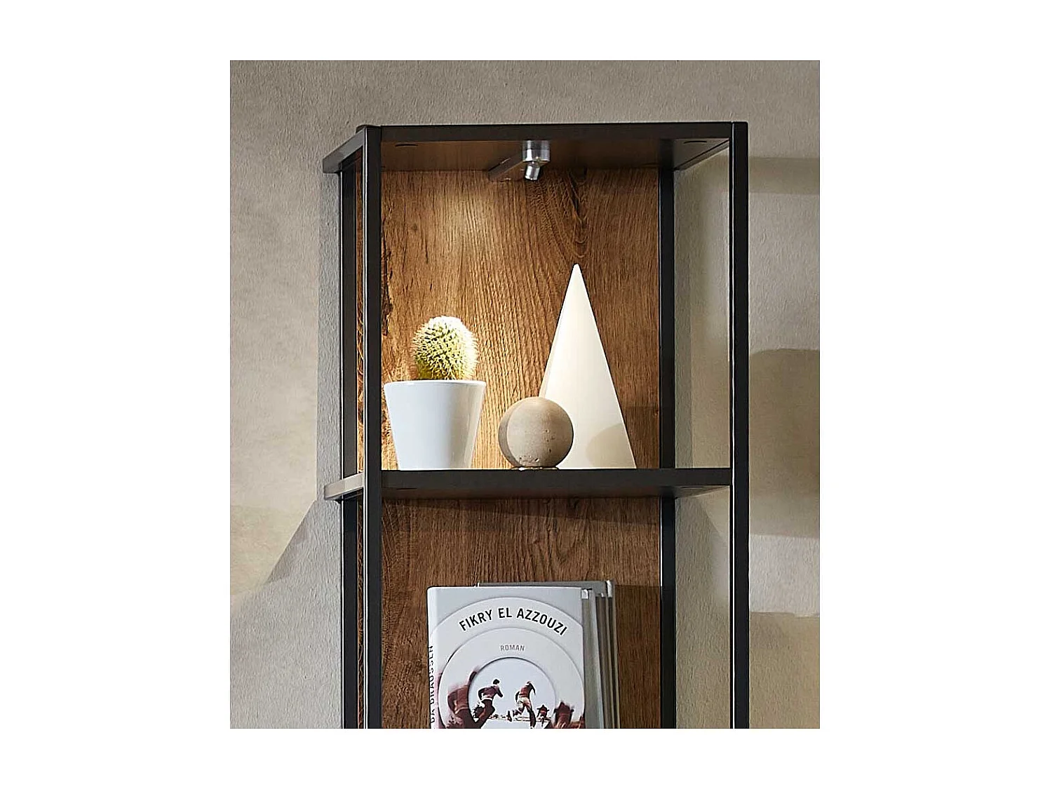 Design Wandregal in Eiche dunkel Optik und Dunkelgrau 35 cm breit