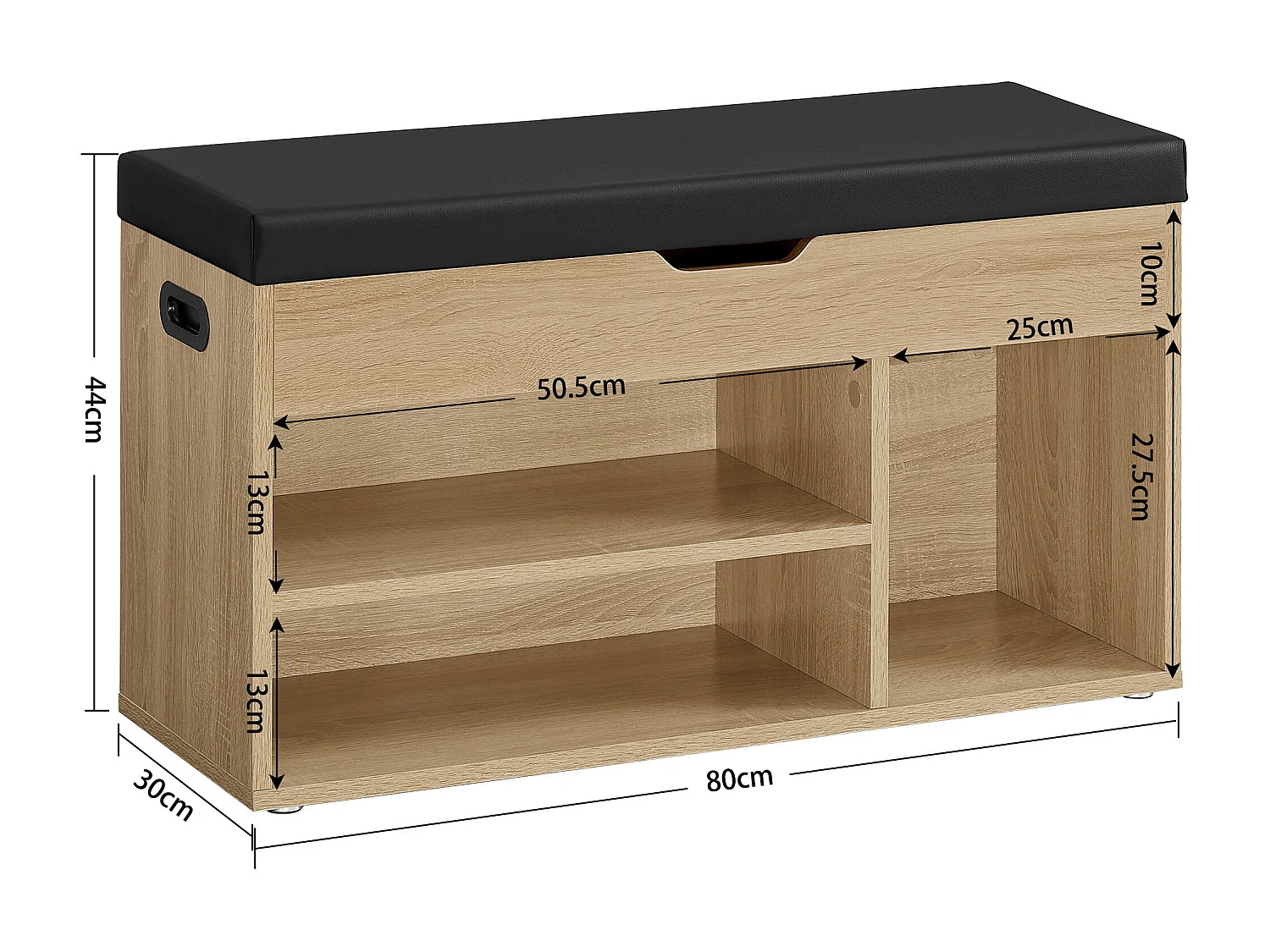 Valora Sapateira com Assento e Armazenamento – Sonoma Black PU