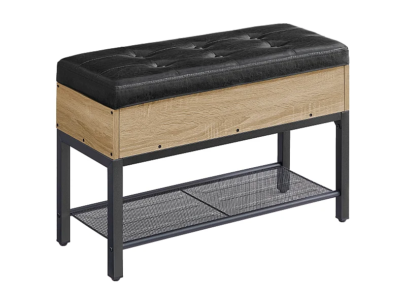 Meuble à chaussures Valora avec assise moelleuse – Chêne Sonoma avec cadre noir