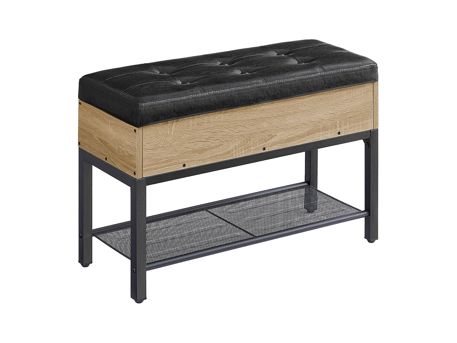 Meuble à chaussures Valora avec assise moelleuse – Chêne Sonoma avec cadre noir