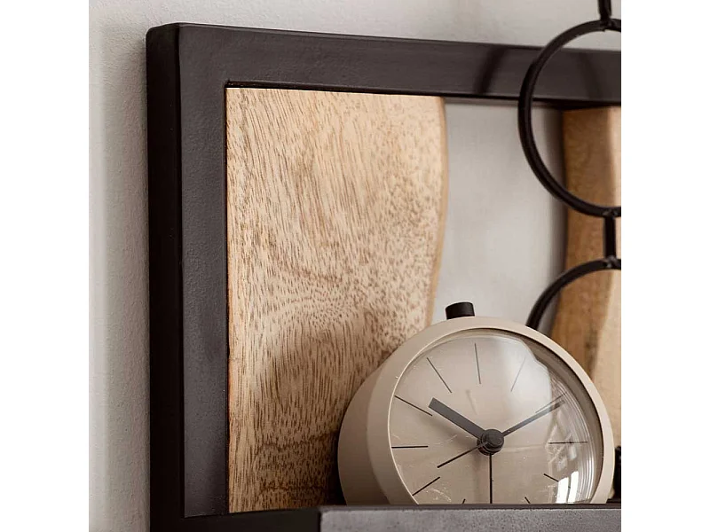 Wandregal Hängeregal aus Mangobaum Massivholz und Metall