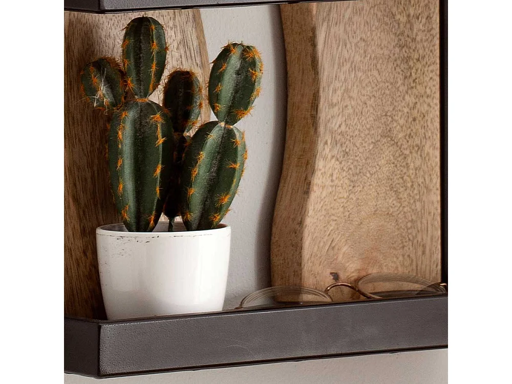 Wandregal Hängeregal aus Mangobaum Massivholz und Metall