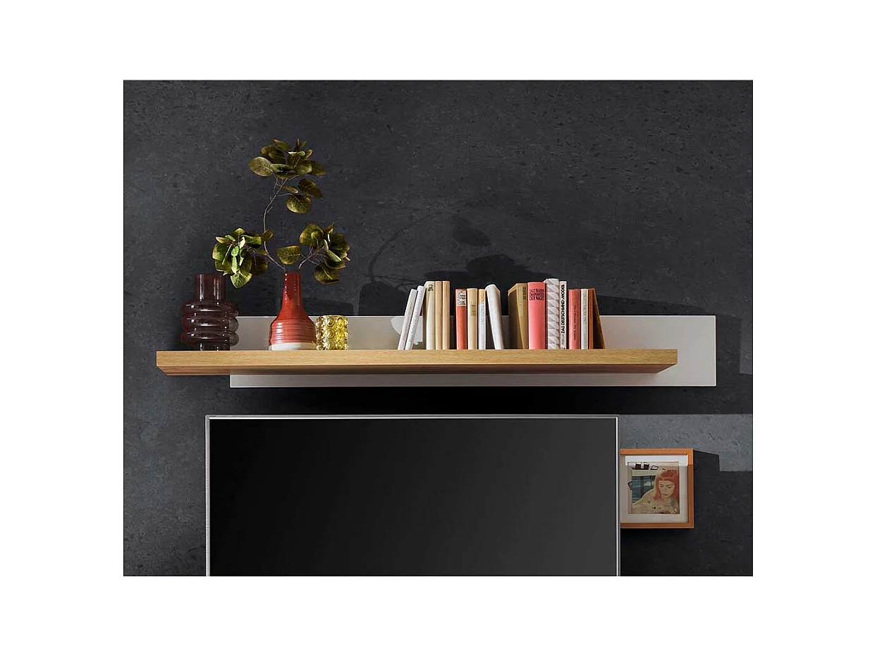 Wandregal in Weiß und Wildeiche Optik 175 cm breit