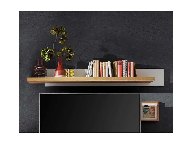 Wandregal in Weiß und Wildeiche Optik 175 cm breit