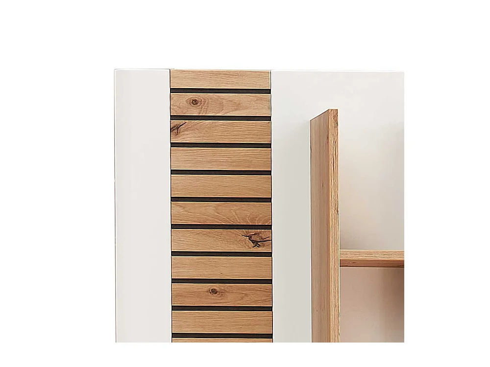 Wand Regal Wohnzimmer in Weiß Wildeichefarben