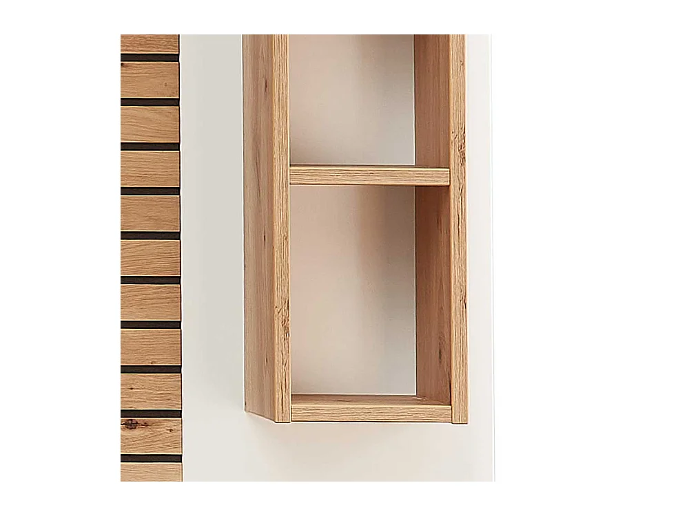 Wand Regal Wohnzimmer in Weiß Wildeichefarben