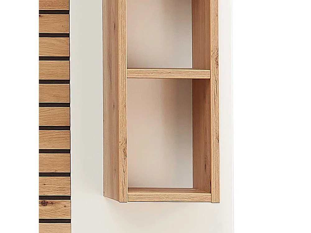 Wand Regal Wohnzimmer in Weiß Wildeichefarben