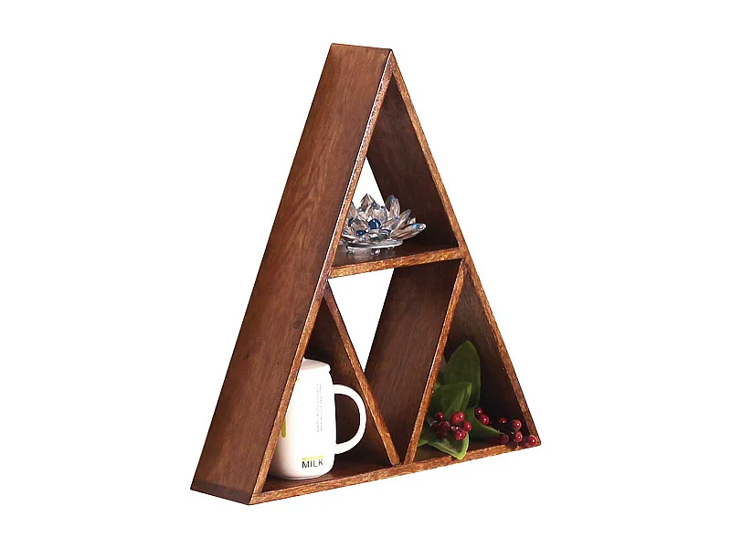 Wand Regal aus Mangobaum Massivholz dreieckige Form