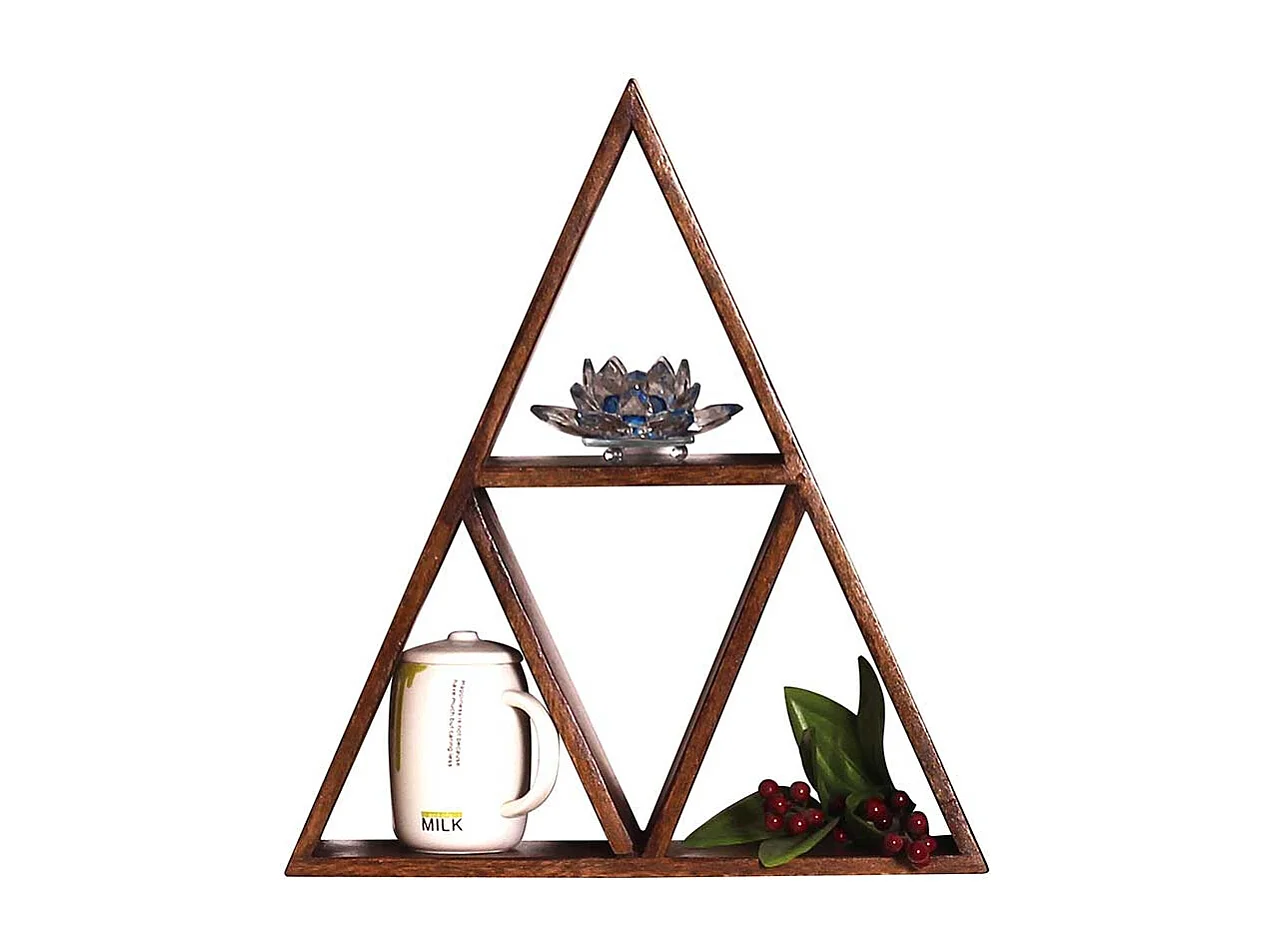 Wand Regal aus Mangobaum Massivholz dreieckige Form