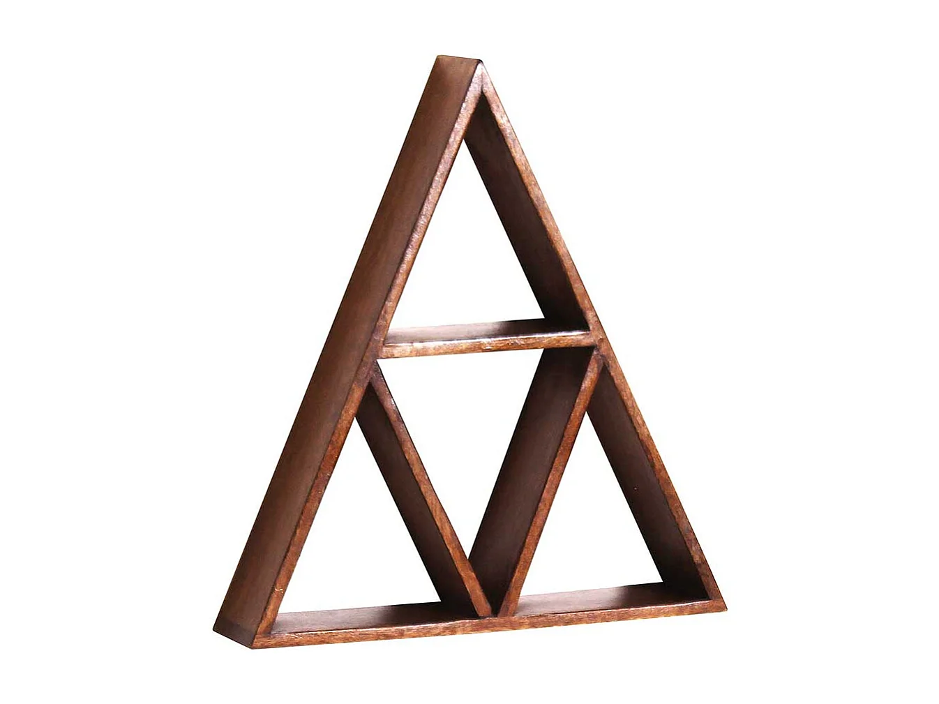 Wand Regal aus Mangobaum Massivholz dreieckige Form