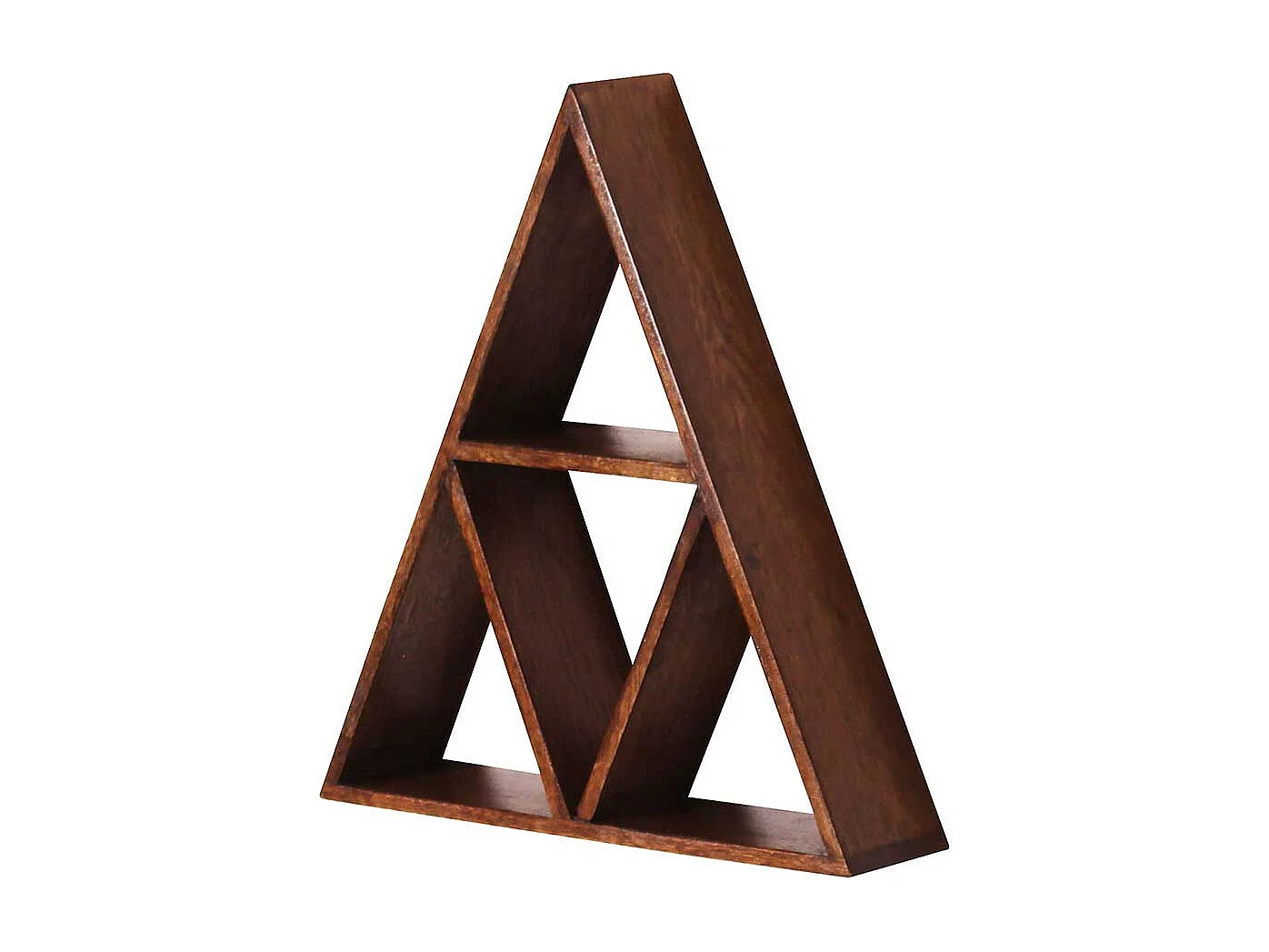 Wand Regal aus Mangobaum Massivholz dreieckige Form