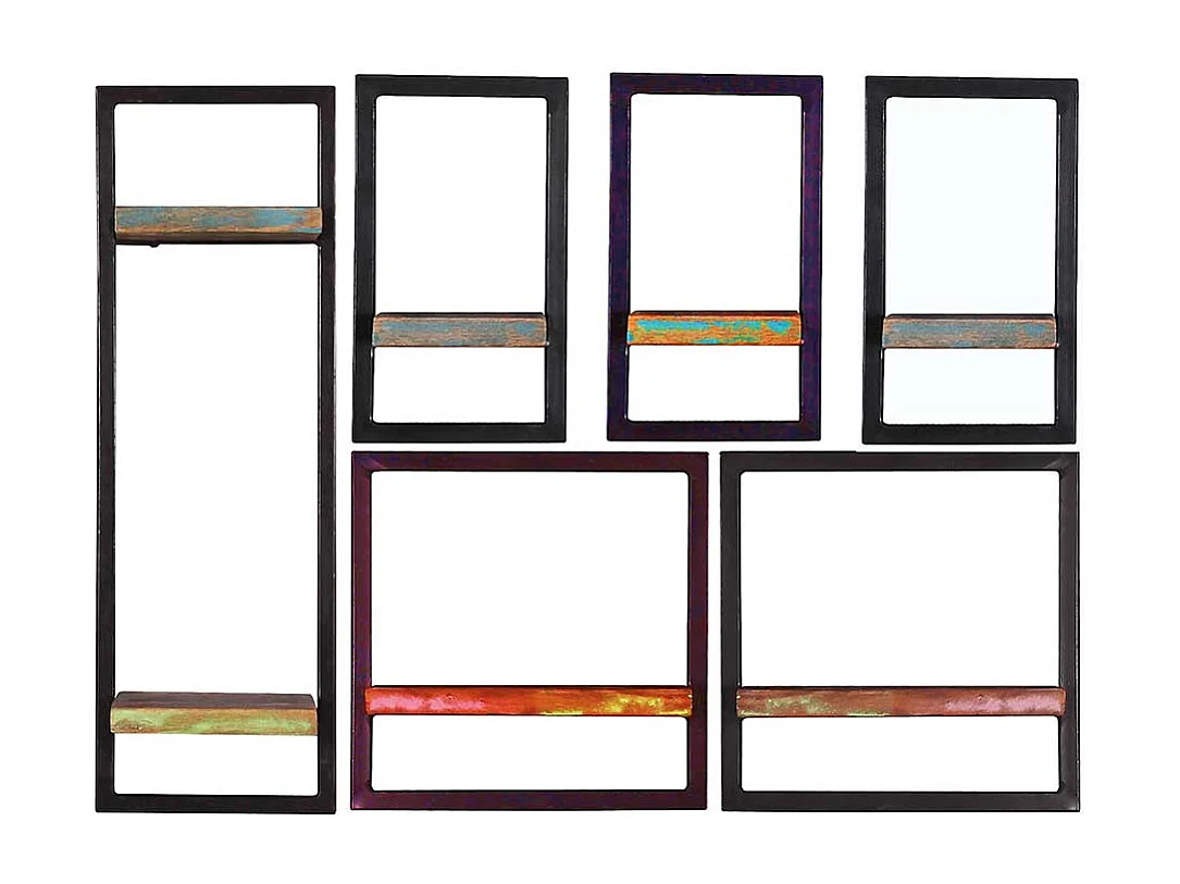 Wohnzimmerregal Set im Shabby Chic Stil Recyclingholz & Metall (sechsteilig)