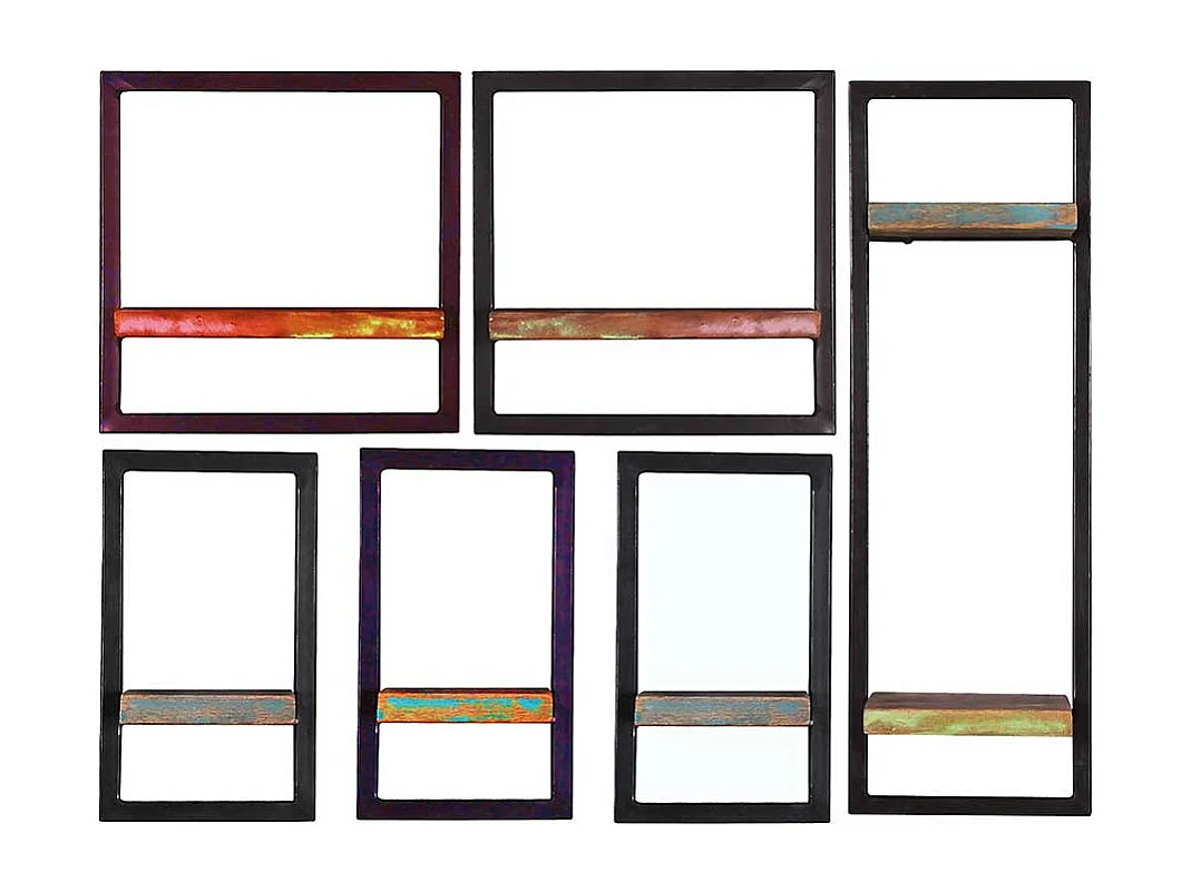 Wohnzimmerregal Set im Shabby Chic Stil Recyclingholz & Metall (sechsteilig)