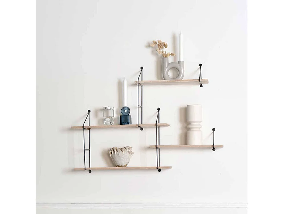 Hängeregal im Skandi Design Paulownia Massivholz & Metall