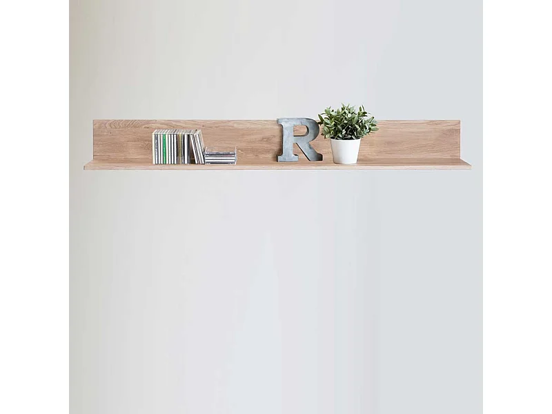 Wandregal aus Wildeiche Massivholz Weiß geölt
