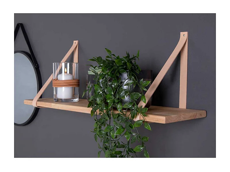 Schlichtes Wandboard im Skandi Design Massivholz und Leder