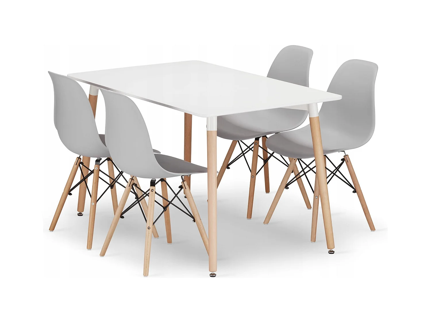 Valora YURO Tavolo Rettangolare 120x80 Bianco + 4 Sedie OSAKA Grigie