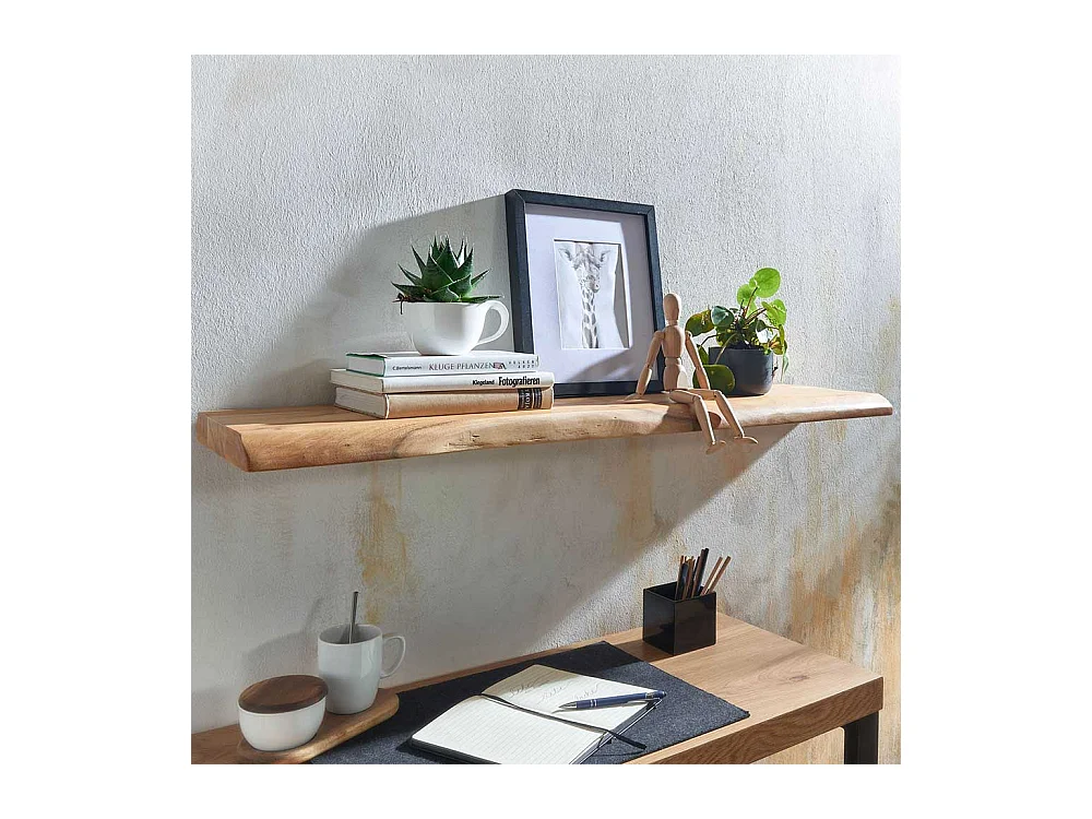 Baumkanten Wandboard aus Akazie Massivholz 26 cm tief