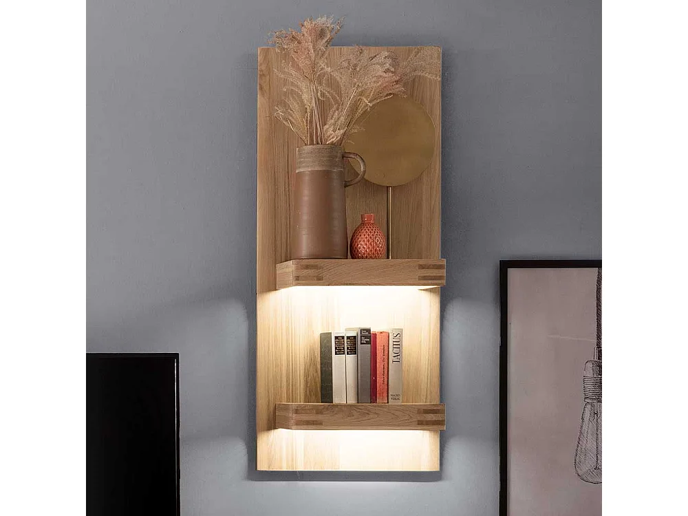 Wandregal in Balkeneiche Bianco furniert 50 cm breit
