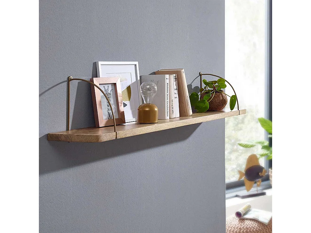 Wohnzimmer Regal in Messingfarben Mangobaum