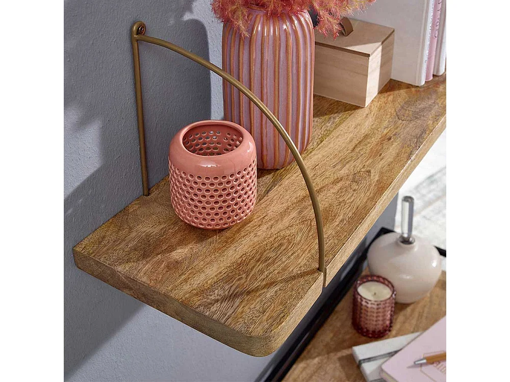 Wohnzimmer Regal in Messingfarben Mangobaum