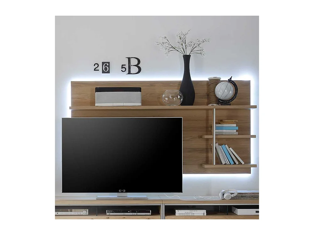 TV Wandboard in Asteiche Bianco furniert Landhausstil