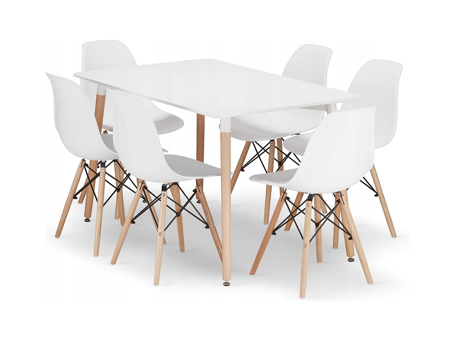 Table rectangulaire Valora YURO 120x80 blanche + 6 chaises OSAKA blanches