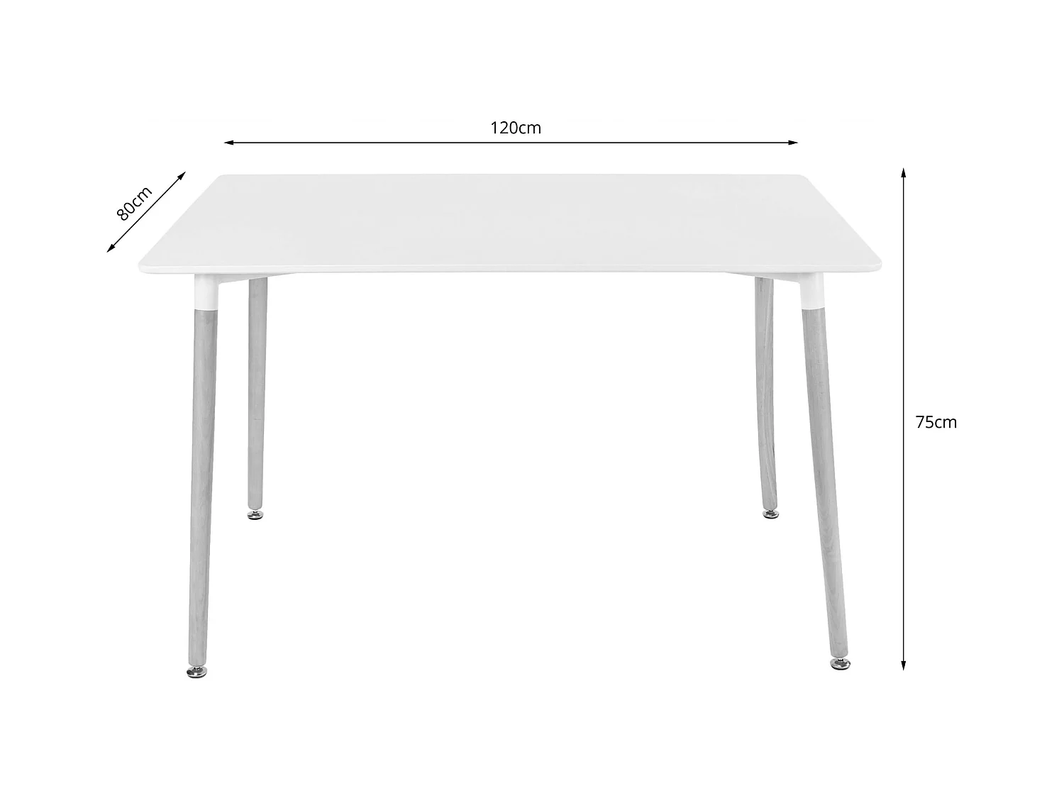 Table rectangulaire Valora YURO 120x80 blanche + 6 chaises OSAKA blanches