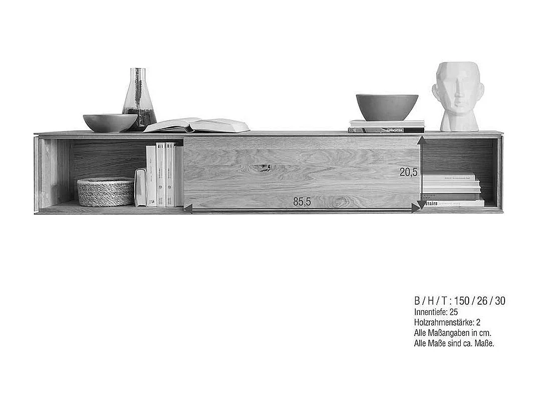 Wohnzimmer Regal aus Wildeiche Massivholz mit Schiebetür