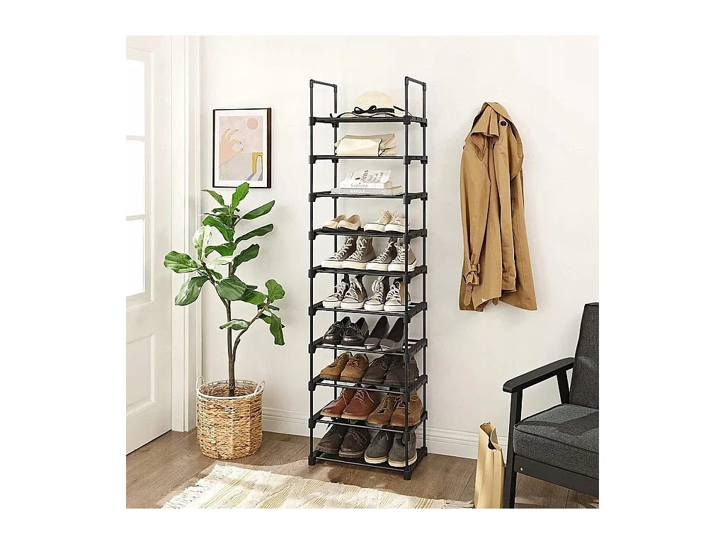 Étagère à chaussures Valora 10 étagères noire style loft