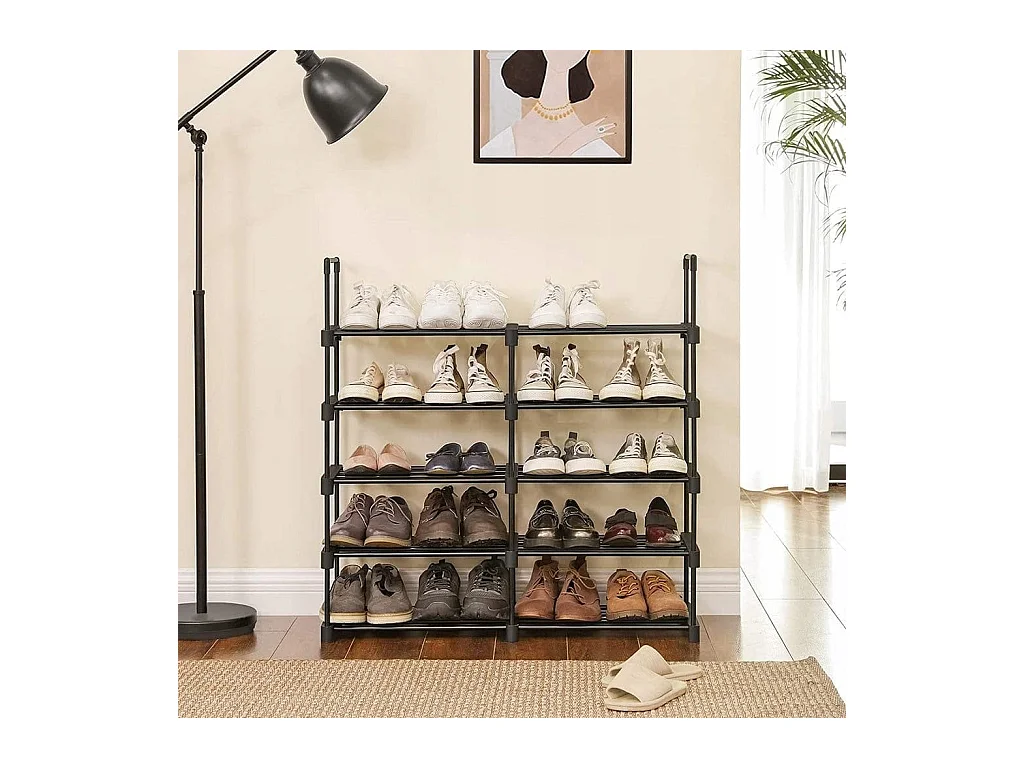 Étagère à chaussures Valora 10 étagères noire style loft