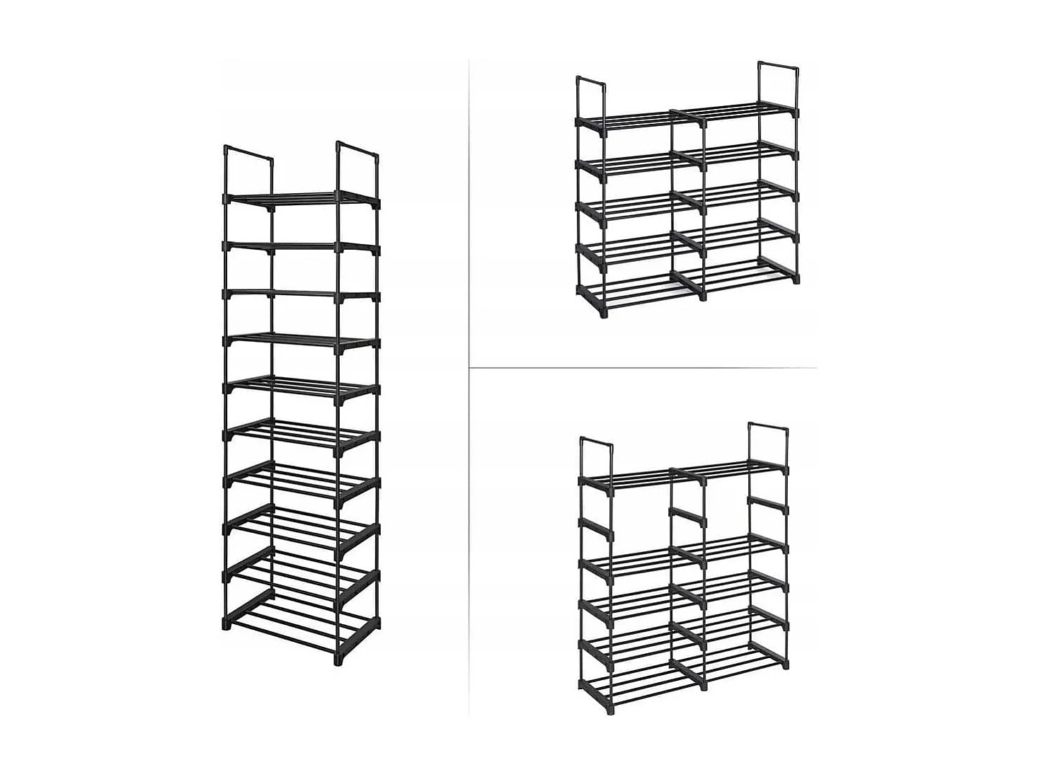 Valora Sapateira com 10 prateleiras, organizador preto estilo loft