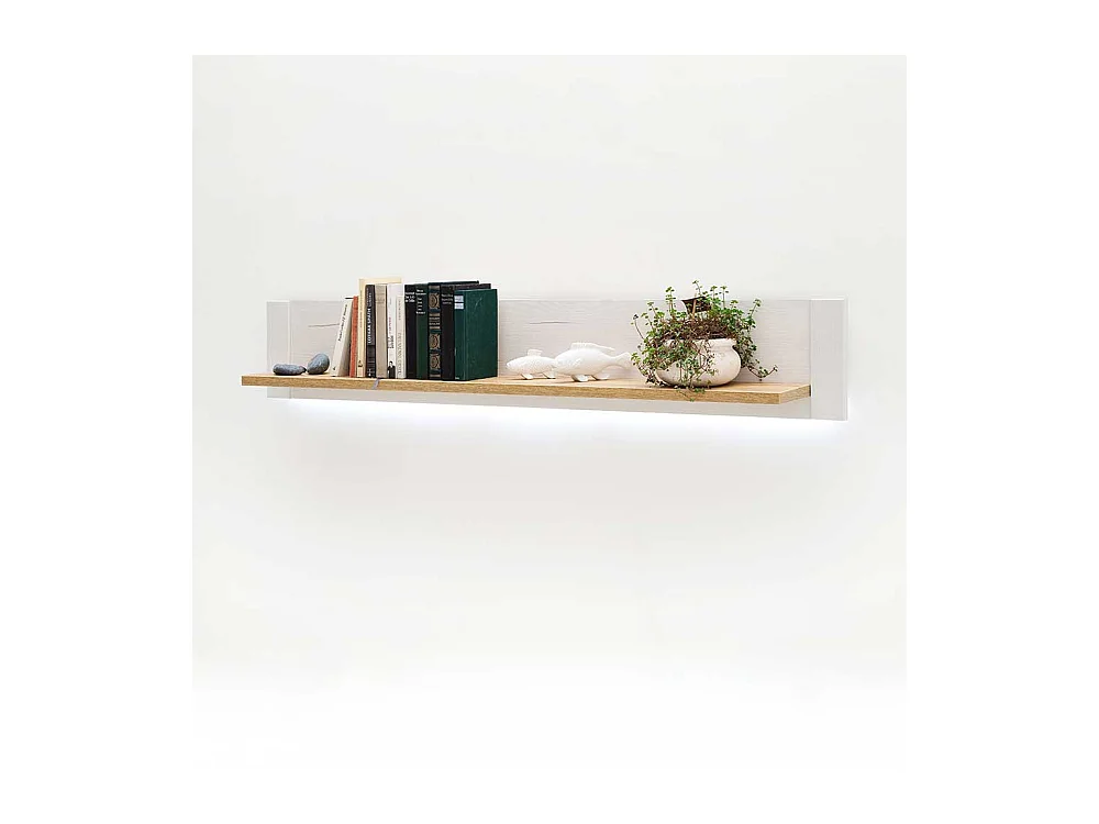 Wandhängeregal in Weiß und Eiche Optik 150 cm breit