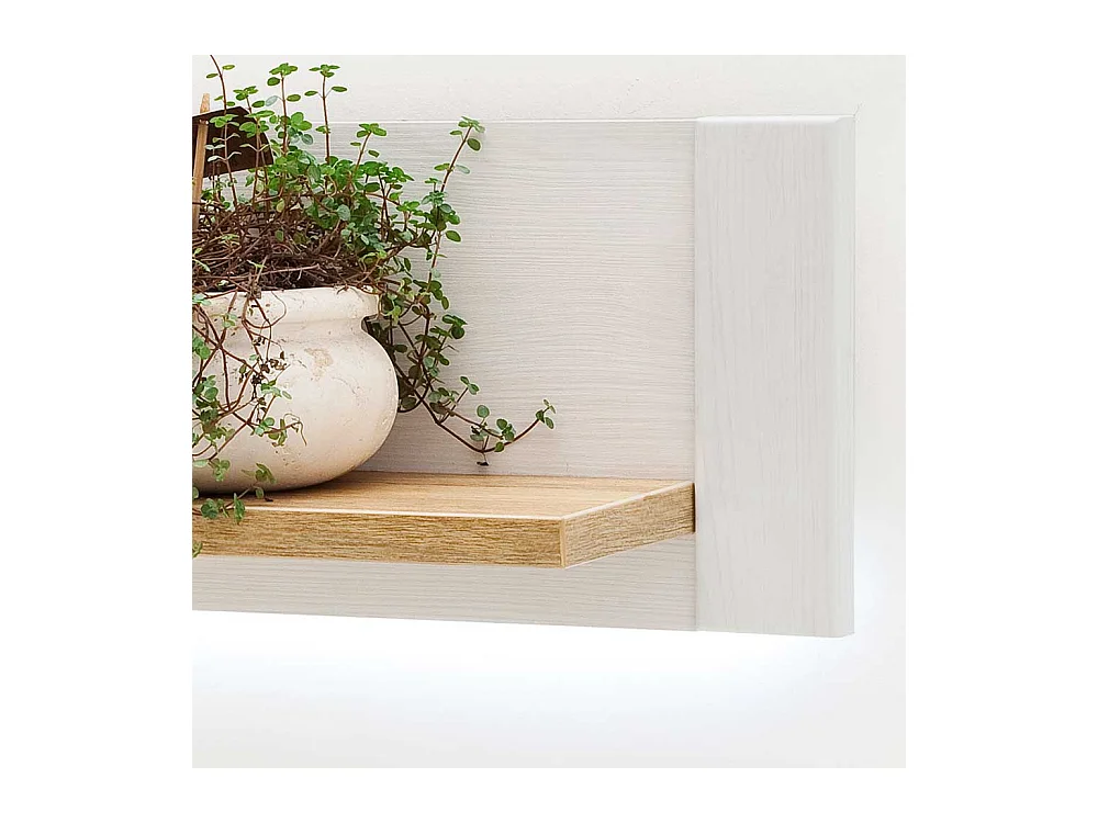 Wandhängeregal in Weiß und Eiche Optik 150 cm breit