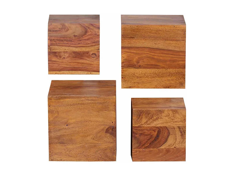 Regalwürfel aus Sheesham Massivholz 25 cm (vierteilig)