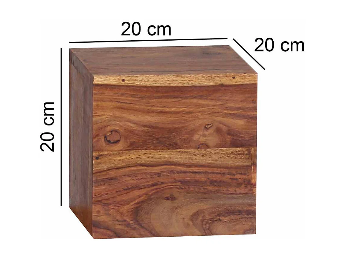 Regalwürfel aus Sheesham Massivholz 25 cm (vierteilig)