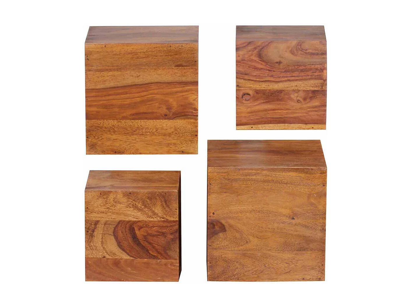 Regalwürfel aus Sheesham Massivholz 25 cm (vierteilig)