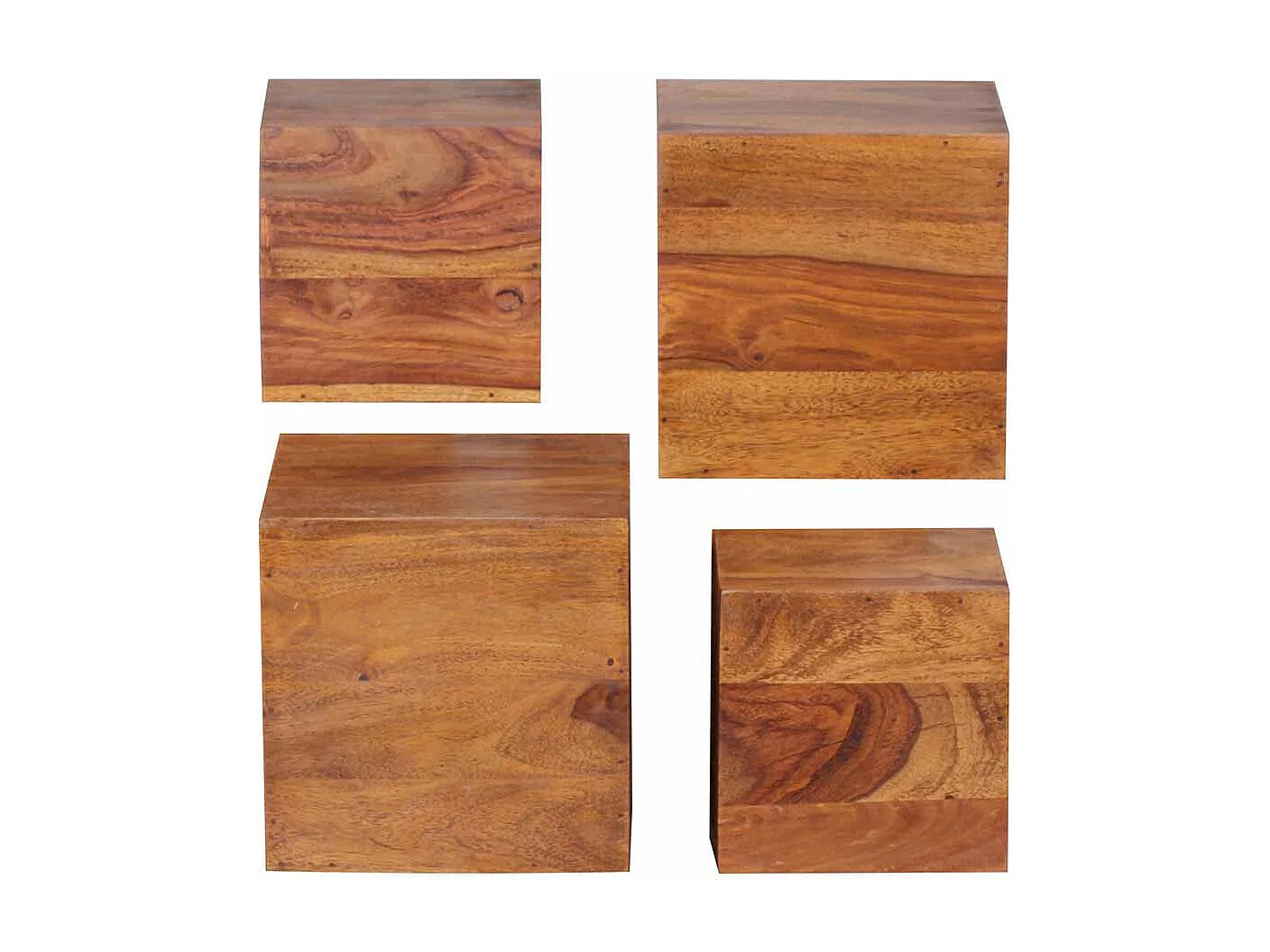 Regalwürfel aus Sheesham Massivholz 25 cm (vierteilig)