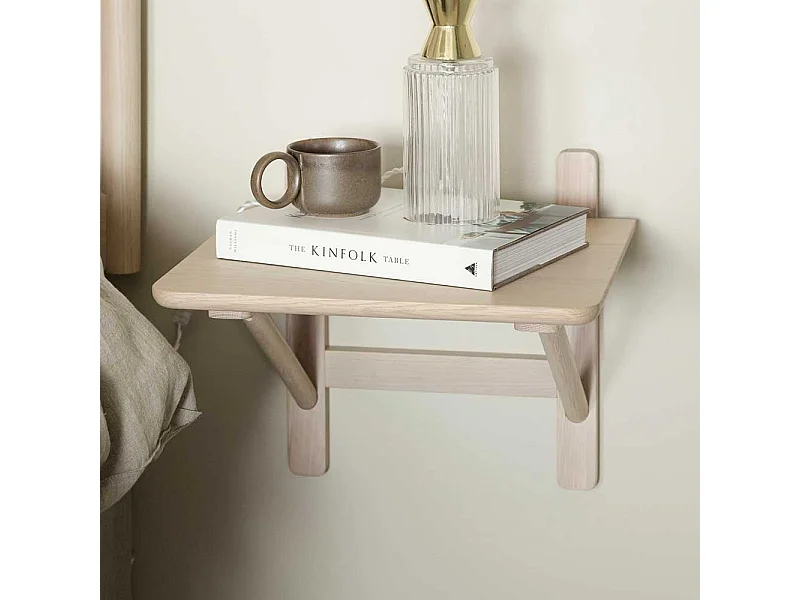 Bett Wandkonsole aus Eiche Massivholz White Wash